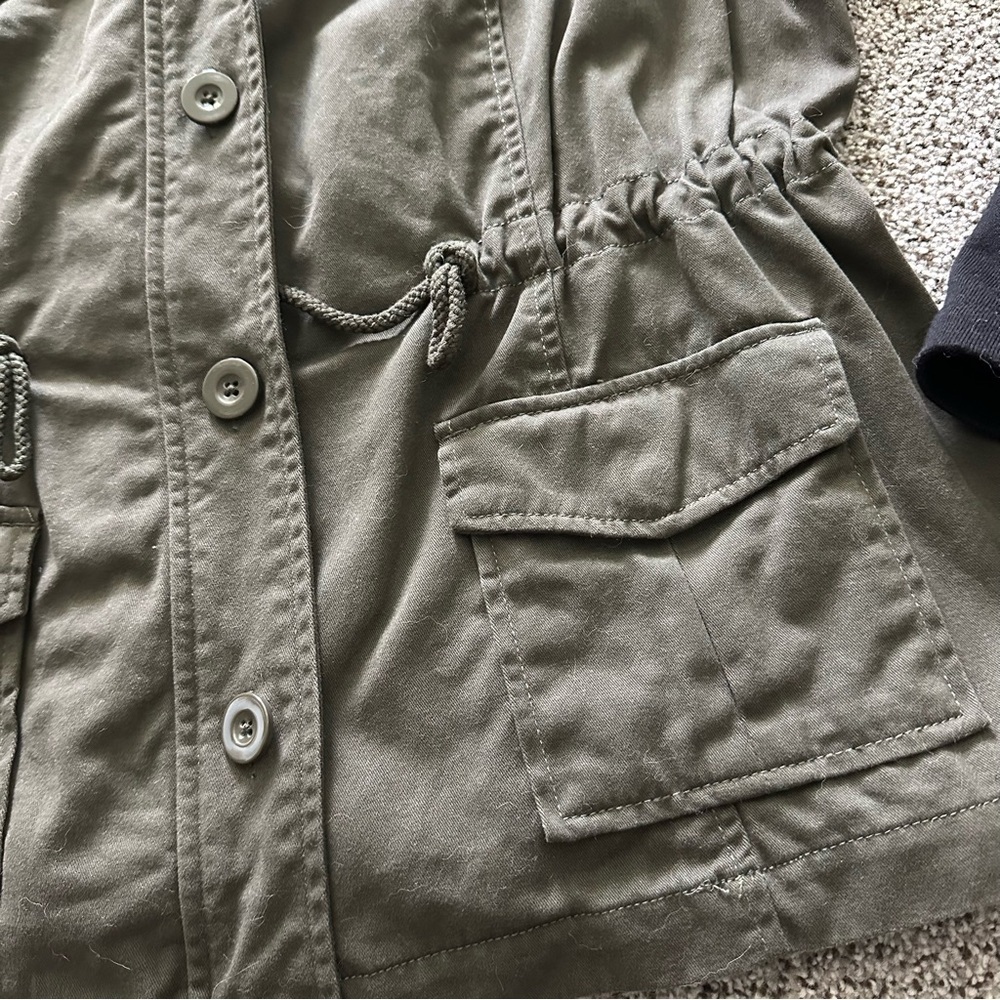 TORRID 00 0X XL Olive Green Twill Anorak Black Sleeves R $89 - Picture 5 of 11